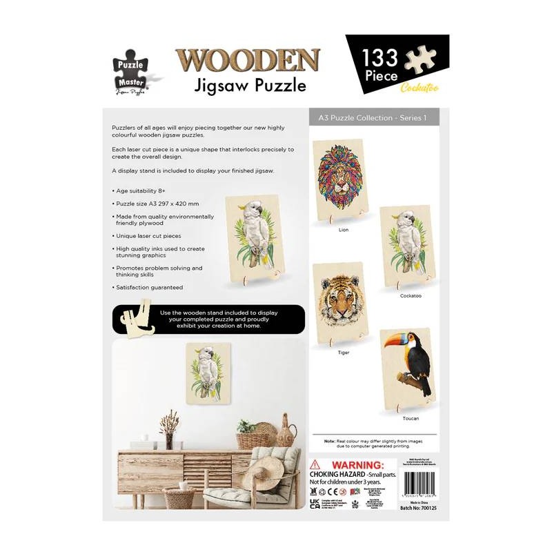133 Piece Wooden Jigsaw Puzzle - Cockatoo (A3 Series) - 2