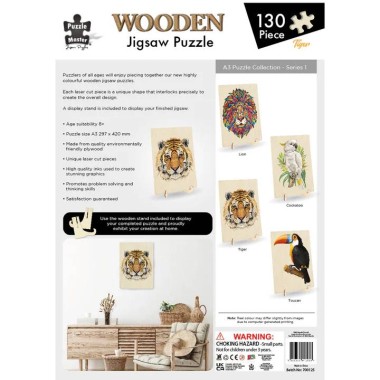 130 Piece Wooden Jigsaw Puzzle - Tiger (A3 Series) - 3