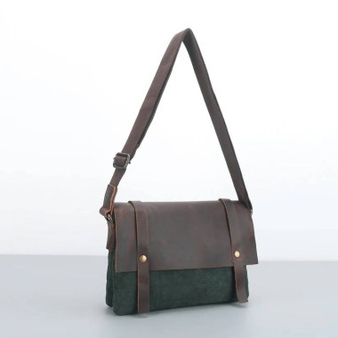 Cambridge Leather Canvas Messenger Bag by Red Fox Hub - 6