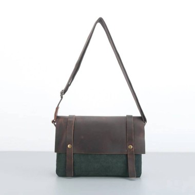 Cambridge Leather Canvas Messenger Bag by Red Fox Hub - 5