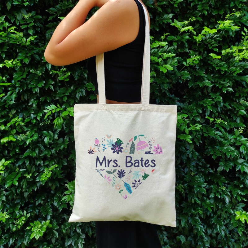 Personalised Love Heart Medium Tote Bag - 1