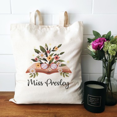 Personalised Blooming Book Teacher Medium Tote Bag - 1