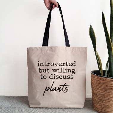 Introverted But Willing To Discuss Plants Large Tote Bag - 1