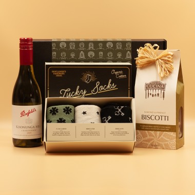 Lucky Socks and Wine Hamper - 1