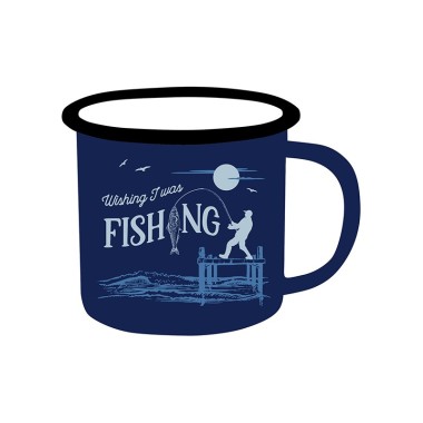 Wishing I Was Fishing Adventure Enamel Mug - 1