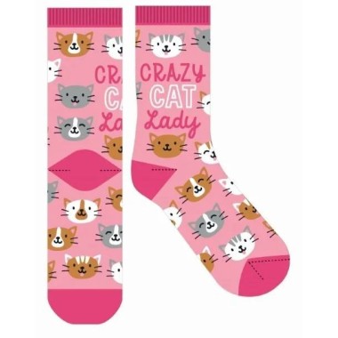 Crazy Cat Lady Pink Novelty Socks - 1