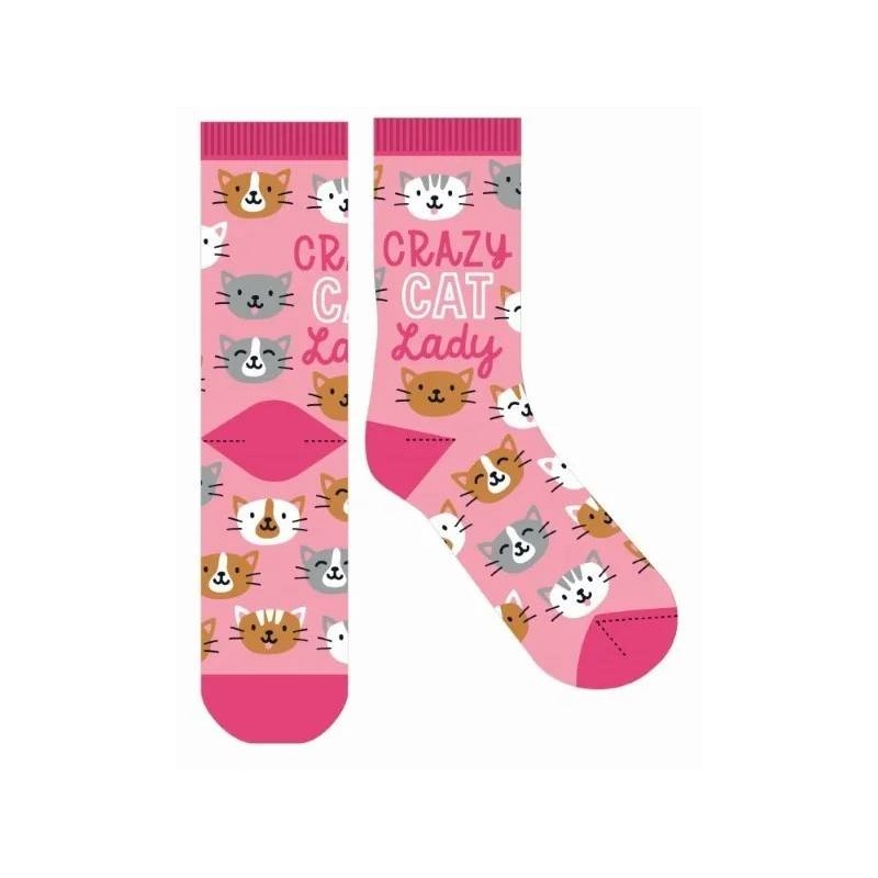 Crazy Cat Lady Pink Novelty Socks - 1