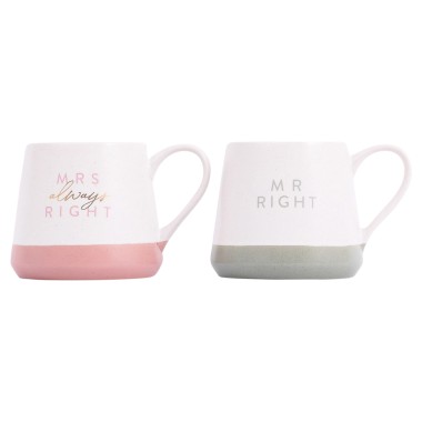 Mr Right & Mrs Always Right 2pc Stoneware Mug Set - 2