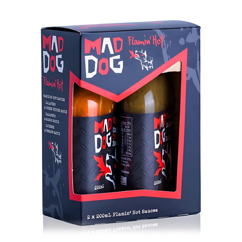 Mad Dog Hot Sauce Gift Box - 2 Pack (Jalapeno & Green Pepper Sauce and Habanero & Mango Sauce) - 1