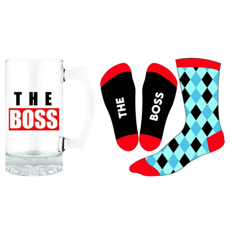 The Boss Beer Glass Stein and Sock Set - 1