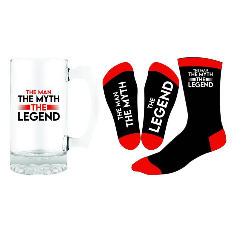 The Man The Myth The Legend Beer Glass Stein and Sock Set - 1