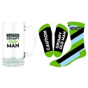 Caution Grumpy Old Man Beer Glass Stein and Sock Set - 1