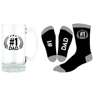 No. 1 Dad Beer Glass Stein and Sock Set - 1
