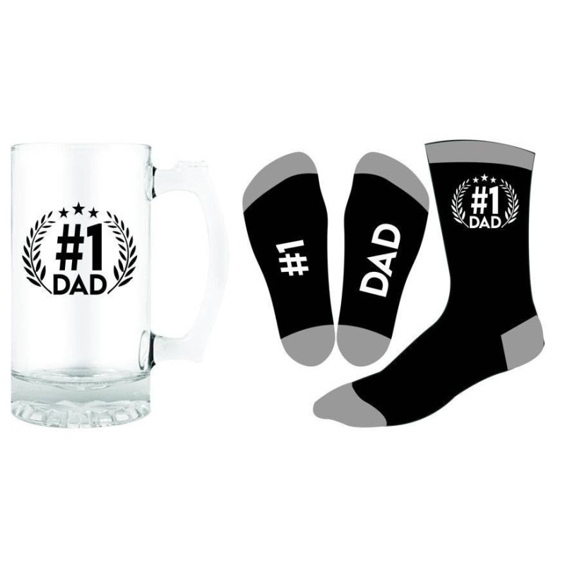 No. 1 Dad Beer Glass Stein and Sock Set - 1 No. 1 Dad Beer Glass Stein and Sock Set - 1