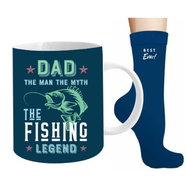 Dad The Man The Myth The Fishing Legend Mug and Sock Set - 1
