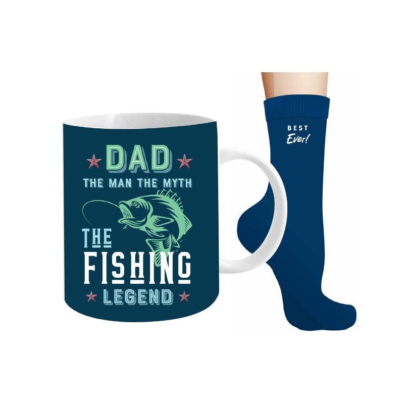 Dad The Man The Myth The Fishing Legend Mug and Sock Set - 1 Dad The Man The Myth The Fishing Legend Mug and Sock Set - 1