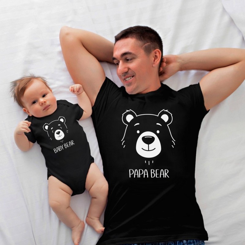 Papa Bear & Baby Bear Father and Child Matching T-Shirt - Cute Version - 1