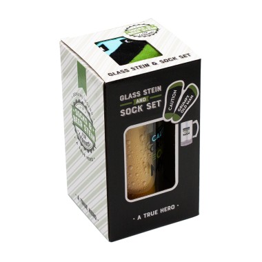 Caution Grumpy Old Man Beer Glass Stein and Sock Set - 2 Caution Grumpy Old Man Beer Glass Stein and Sock Set - 2