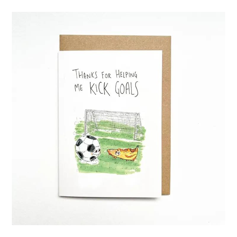 Thanks For Helping Me Kick Goals Well Drawn Card - 1