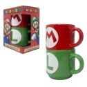 Super Mario Bros - Mario Luigi Initial - Stackable Mug Set - 2