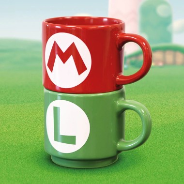 Super Mario Bros - Mario Luigi Initial - Stackable Mug Set - 1