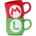 Super Mario Bros - Mario Luigi Initial - Stackable Mug Set - 3