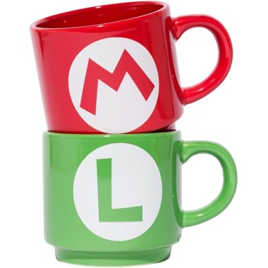 Super Mario Bros - Mario Luigi Initial - Stackable Mug Set - 3