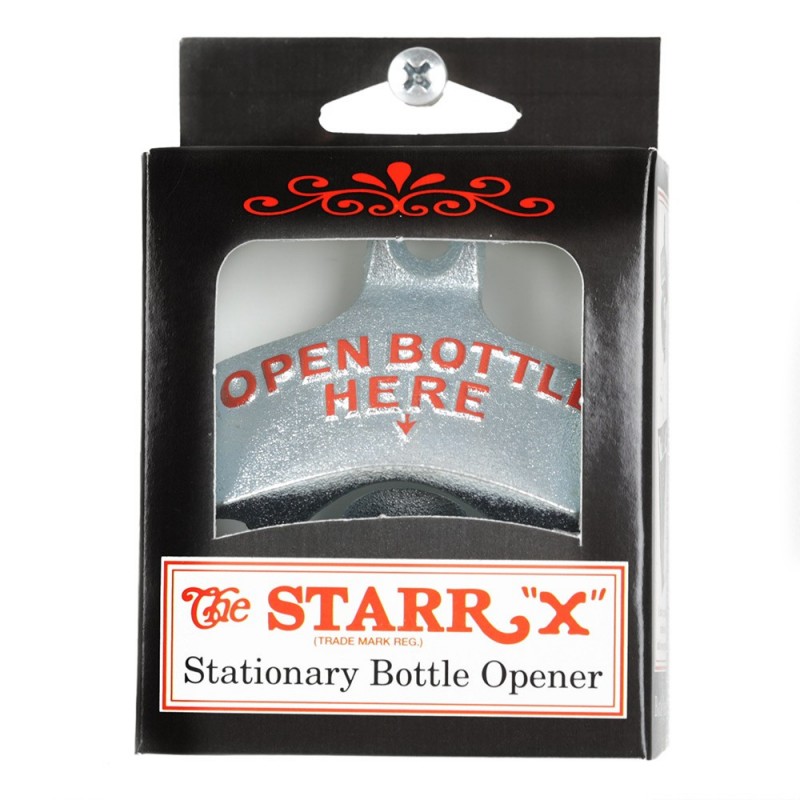 New "Open Beer Here" Wall Mounted Bottle Opener w/ Screws Zinc Plated Cast Iron