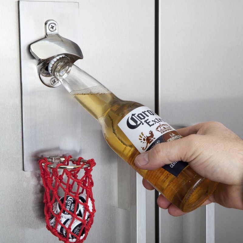 Magnetic Basketbeer Bottle Opener with Stainless Steel Backboard - 1