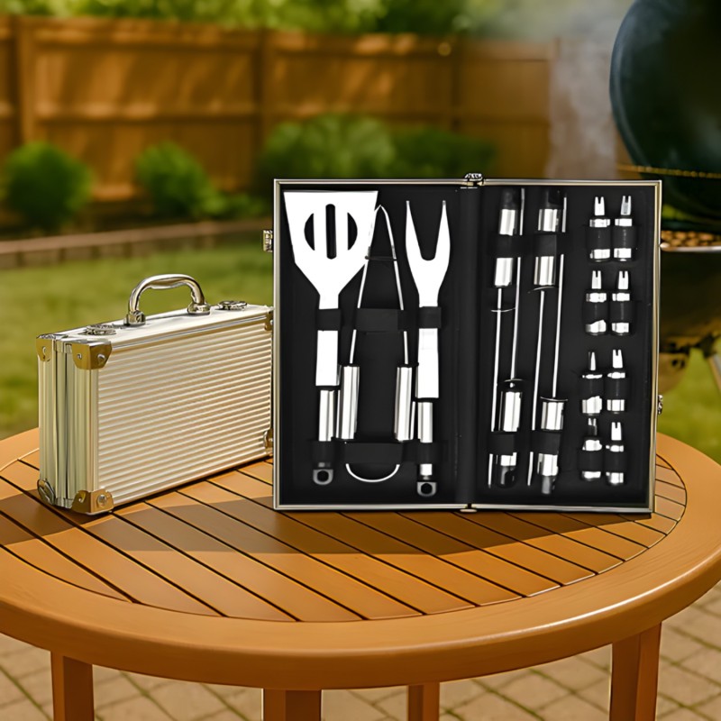 16 Piece BBQ Set in Aluminium Case by Men's Republic - 1