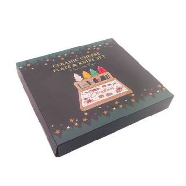 Christmas Ceramic Cheese Board & 4 Knife Set - 4