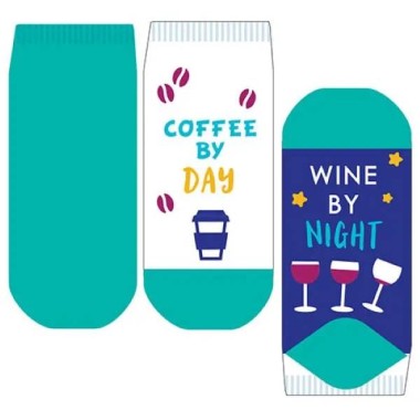 Coffee By Day Wine By Night Women Ankle Socks - 2 pairs - 1