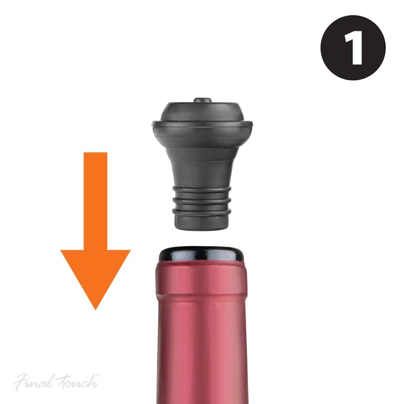 Wine Bottle Pump with Two Stoppers by Final Touch - 4