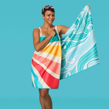 Werkshoppe Reversible Microfiber Beach Towel – Sun Sea - 4