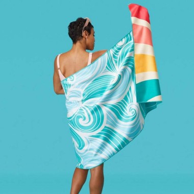 Werkshoppe Reversible Microfiber Beach Towel – Sun Sea - 3