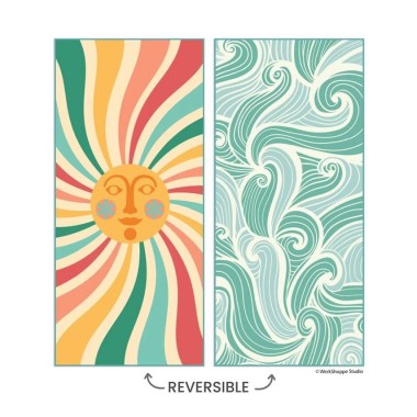 Werkshoppe Reversible Microfiber Beach Towel – Sun Sea - 2