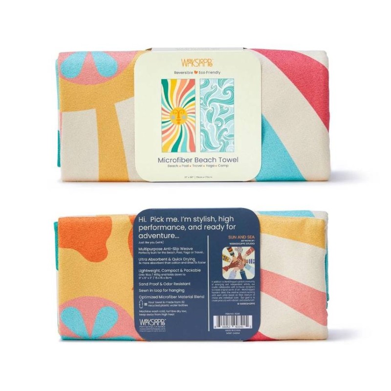 Werkshoppe Reversible Microfiber Beach Towel – Sun Sea - 1