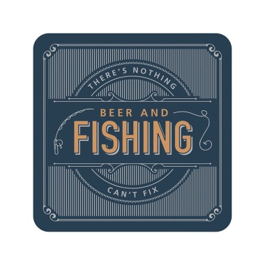 Beer And Fishing Premium Drink Coaster - Pack of 5 - 1