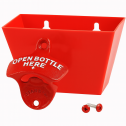 Red Beer Bottle Opener with Plastic Cap Catcher Set - 4