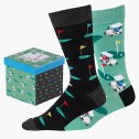 Mens Golf Green 2pk Socks Gift Box by Bamboozld - 1