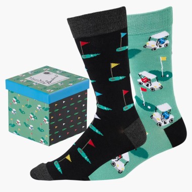 Mens Golf Green 2pk Socks Gift Box by Bamboozld - 1