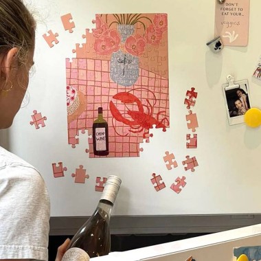 100 Piece Magnetic Fridge Art Puzzle - Lobster Lunch - 1