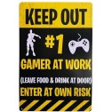 Keep Out, Gamer At Work Metal Sign - 1