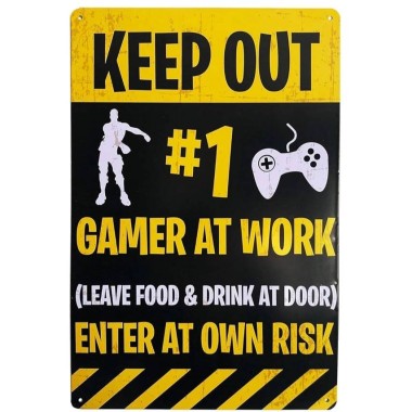 Keep Out, Gamer At Work Metal Sign - 1