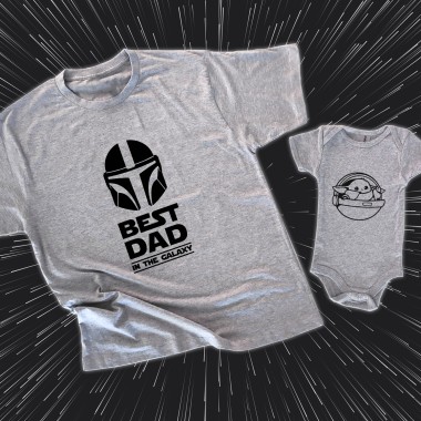 Best Dad In The Galaxy & Baby Yoda Matching T-Shirt - 1