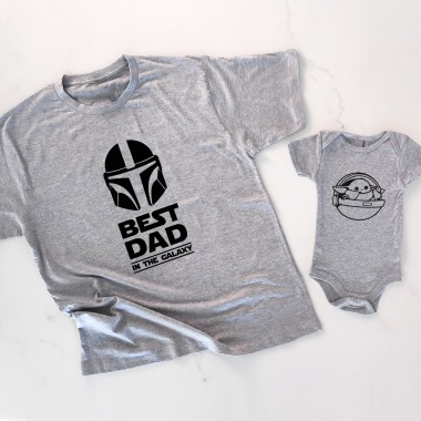 Best Dad In The Galaxy & Baby Yoda Matching T-Shirt - 2