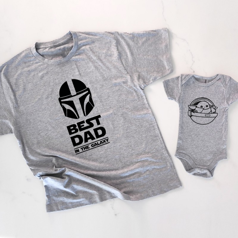 Best Dad In The Galaxy & Baby Yoda Matching T-Shirt - 2