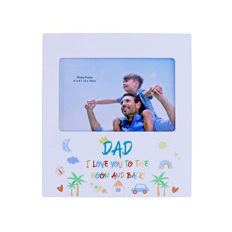 Dad I Love You To The Moon And Back Kid Art Photo Frame - 1
