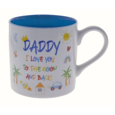 Daddy I Love You To The Moon And Back Kid Art Mug - 1