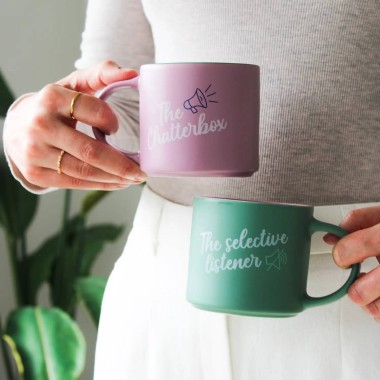 Chatterbox & Selective Listener Cheeky Mug Set - 2